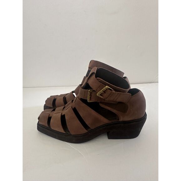 Jeffrey Campbell Elective Fisherman Sandals Sz 9.5 Brown Horse Leather - Picture 5 of 8